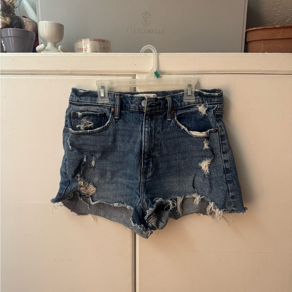 Abercrombie & Fitch Blue Distressed Jean Shorts - Picture 1 of 3